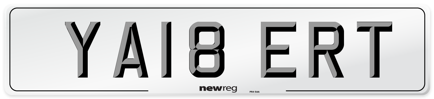 YA18 ERT Number Plate from New Reg